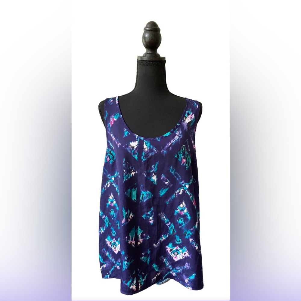 Mossimo: Blue, Green and Pink Brushed Sleeveless V Neck Blouse